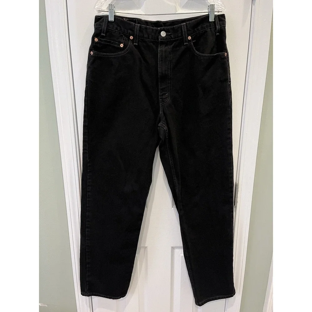 Levi's 550 Men 34x32 Relaxed Fit Black Jeans Tapered Leg USA MADE Blank Tab Y2K